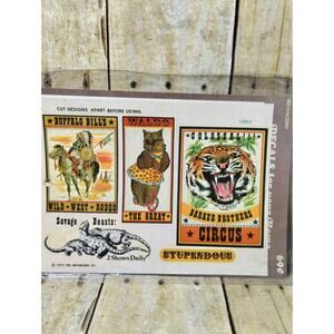 Vtg Circus Banners Meyercord Decal Sheet Buffalo Bill, Waldo, Colossal & Savage